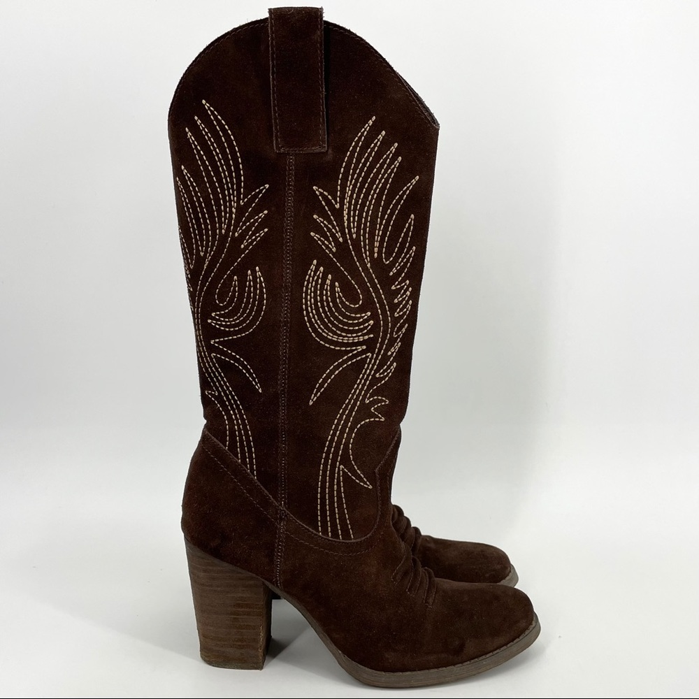 Very Volatile brown suede cowgirl style boots